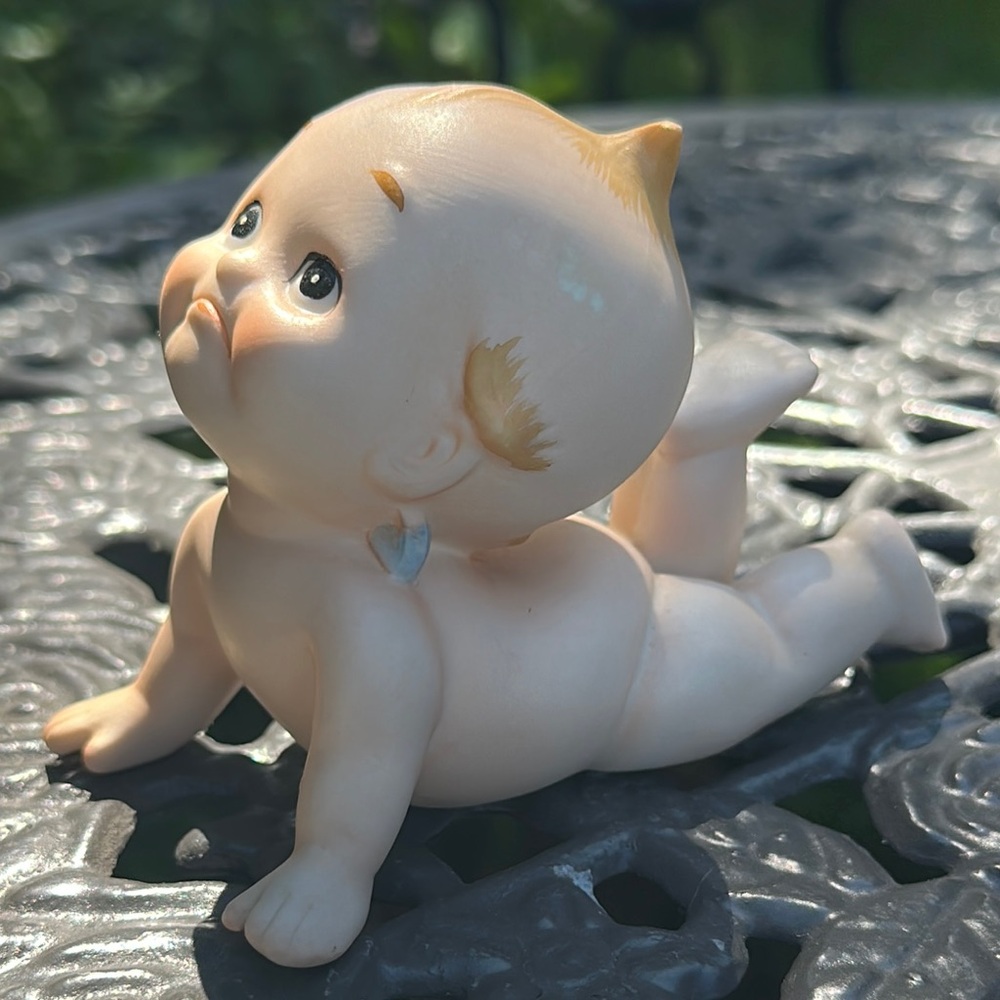 Vintage Lefton Kewpie Crawling Pouty Face Porcelain Bisque Figurine Japan